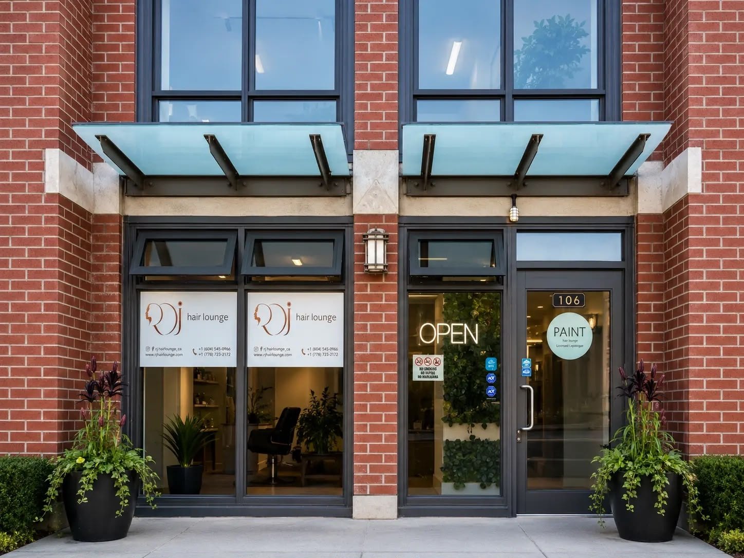 ROJ Hair Lounge storefront on Sixth Street, New Westminster